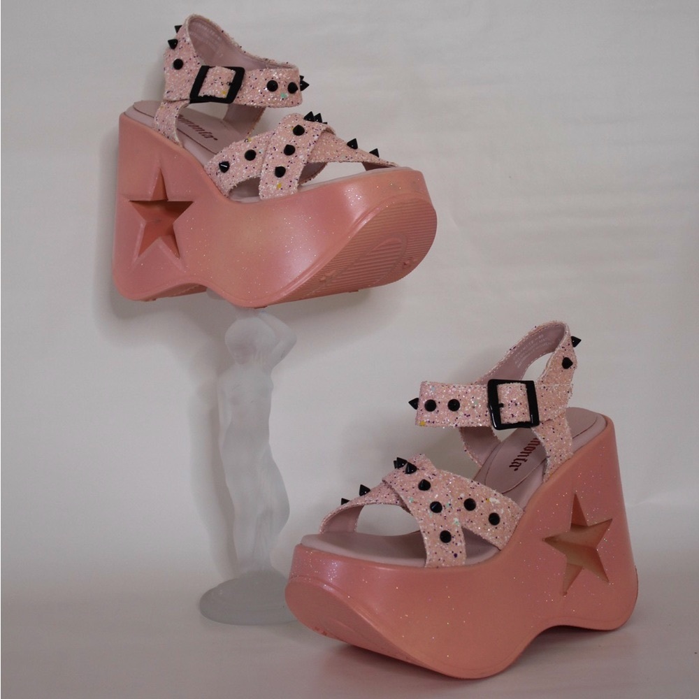 DEMONIA DYNAMITE-02 BABY PINK GLITTER SIZE7 SANDAL